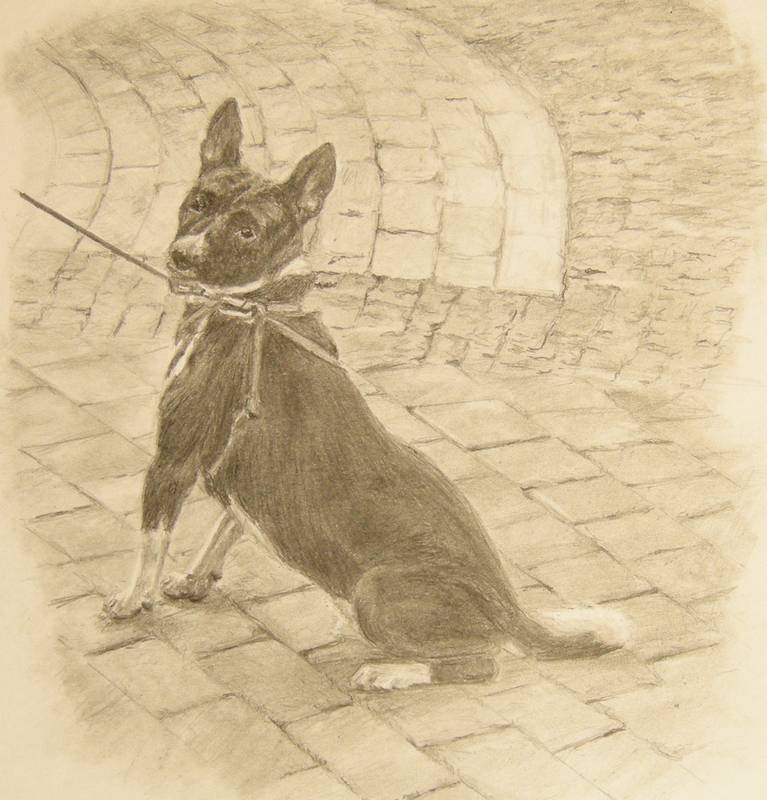 Рисунок в блокноте «Собачий взгляд»